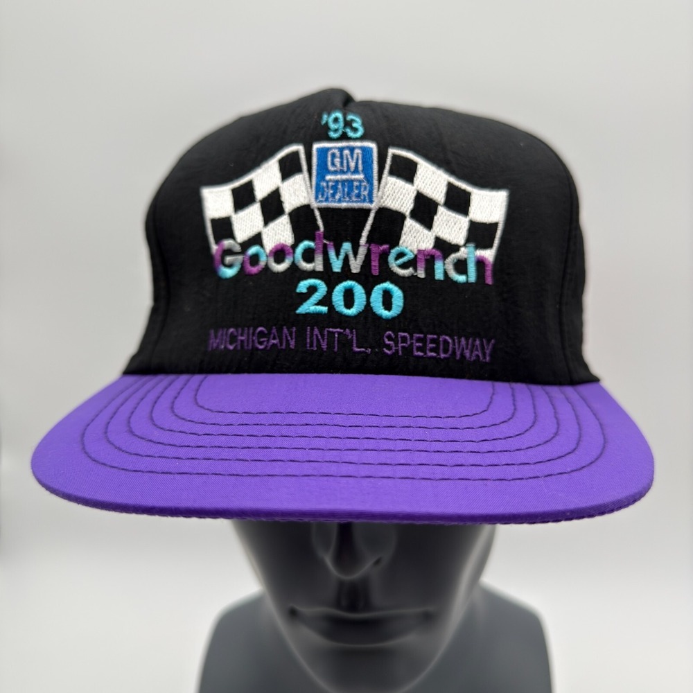 Vintage GM Dealer Hat Cap Black Purple Goodwrench 200 '93 Michigan Nylon USA
